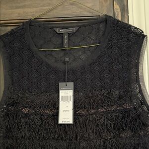 BCBGMaxAzria Black Textured Lace Maxi Skirt